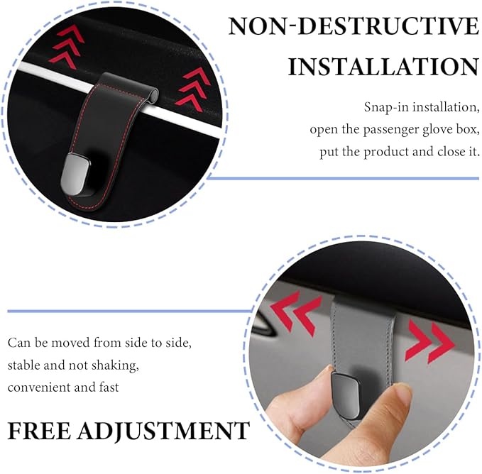 Car Co-Pilot Glovebox Hooks, Anti-Scratch Leather Hanger Auto Glove Box Front Seat Hook, Universal Vehicle Glove Box Organizer Hanger for Hanging Handbag Purse Umbrella (Black, Double Hooks)