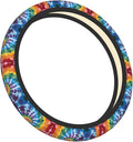 Tie Dye Print Car Steering Wheel Cover, 15 Inch Steering Wheel Cover Stylish Decor for Most Cars