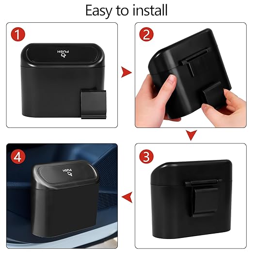 NBTEPEM Car Trash Can with Lid, Mini Auto Garbage Can with 30 Trash Bags, Leakproof Automotive Garbage Container Bin, Multipurpose Organizers and Storage for Car, Home, Office (Black)