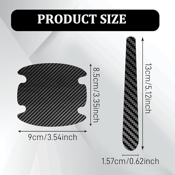 8PCS Car Door Handle Scratch Protectors, Car Door Handle Sticker, Carbon Fiber Anti-Scratches Auto Bowl Protectors, Waterproof Cup Paint Guard Protective Films for Most Vehicles (Black 8PCS)