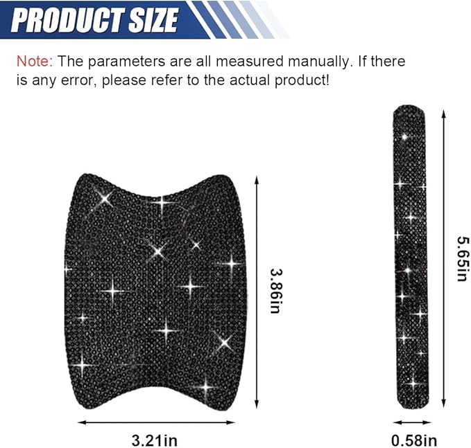 10PCS Bling Car Door Handle Protector, Crystal Rhinestone Anti-Scratch Car Bowl Decoration Sticker Decal, Universal Auto Exterior Door Protective Covers Accessories for Women (Black)