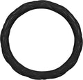 Carbella Black Stitched Leather Steering Wheel Cover for Women, Standard 15 Inch Size Fits Most Vehicles, Cute Faux Car Steering Cover with Diamond Double-Stitch Detail, Car Accessories for Women