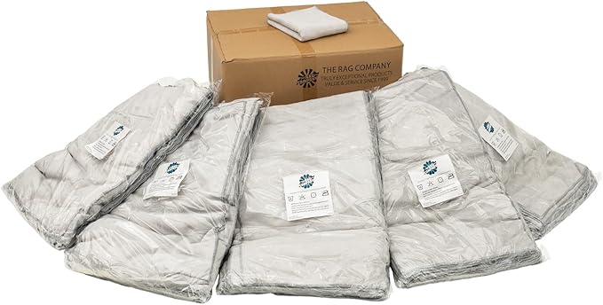 The Rag Company - Car Wash Towel - Professional Microfiber Auto Detailing and Drying Towels, Lint-Free, Streak-Free, Great for General Cleaning, 320gsm, 16in x 27in, Light Grey (Wholesale Case of 125)