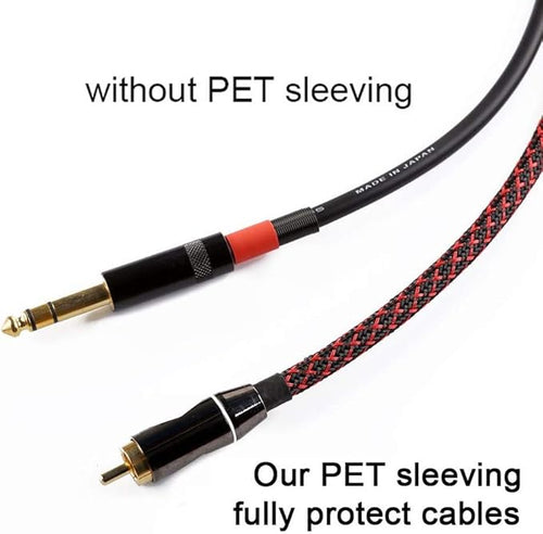 100ft - 1/4 Inch Cable Management Sleeve Protector,Wire Loom PET Expandable Wire Sleeving for Office TV Computer Home Theater Engine Bay Cord Organizer,Protect Cables from Pet Cat Dog Chewing,BlackRed