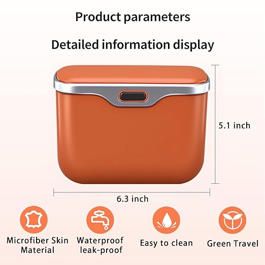 MAIBAOYUAN Car Trash Can with Lid, Leakproof Auto Garbage Bin, Waterproof Car Trash Bag Holder with PU Leather Top for Back of Seat/Door, Fit for SUVs, Sedans, Trucks Purple