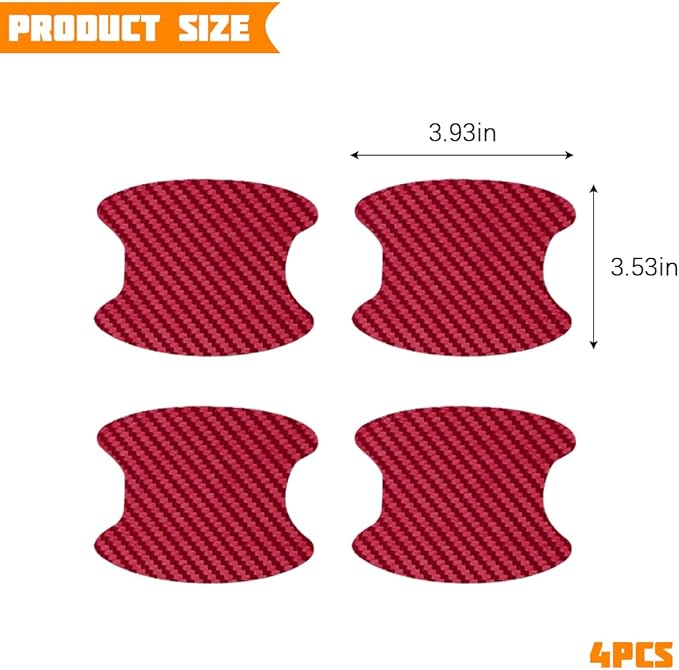 Car Door Handle Cup Protector, 4PCS Carbon Fiber Anti-Scratch Vehicle Door Handle Bowl Sticker, Self-Adhesive Automotive Paint Protective Film, Universal for SUV RV Truck (Wine Red)
