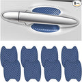 8PCS Car Door Handle Sticker, Carbon Fiber Anti-Scratches Car Door Cup Protector, Non-Marking Auto Door Handle Protective Film, Self-Adhesive Door Side Paint Protector for All Cars (Blue/8PCS)