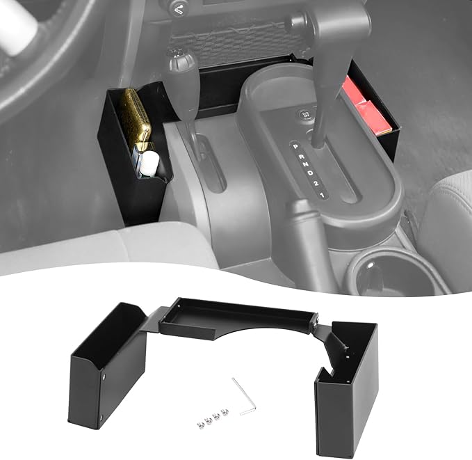 Hoolcar Gear Shift Organizer Center Console Hanging Box Gear Shifter Storage Tray Compatible with Jeep Wrangler JK JKU 2007-2010, Interior Accessories, Black