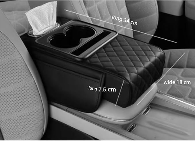 Car Arm Rest Cushion for Mazda CX-5, Center Console Armrest Pillow Car Armrest Pad Trucks with Cup Holder, Armrest Pad Storage Bag(Red)