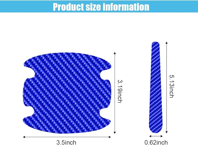 8PCS Car Door Handle Scratch Protectors, Carbon Fiber Car Door Handle Bowl Sticker, Universal Auto Doors Handles Paint Guard Cover, Doors Handles Cup Protective Film for Cars (Blue)