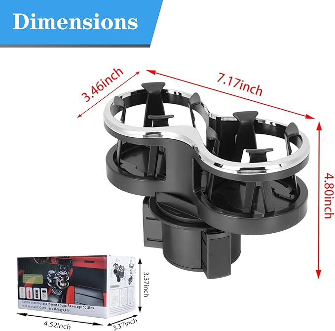 Adjustable Car Cup Holder Expander with Cup Diameter Less Than 2.55inches-fit cola Drink Cups Holder,2 in 1 cupholder for Coffee Cup Holder. (BJ-2390)