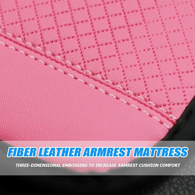 Armrest Pad for Car, PU Leather Auto Center Console Cushion Mat, Four Seasons Automotive Armrest Seat Box Cover, Universal Vehicle Interior Accessories for SUV, Truck, Van (Pink)