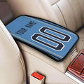 Custom Car Armrest Cover,Add Personalized Name and Number As Gifts for Loyal Football Fans,American Football Auto Center Console Pad Car handrail Box Cushion,Fit for Most Car Seat Box Cover Protector