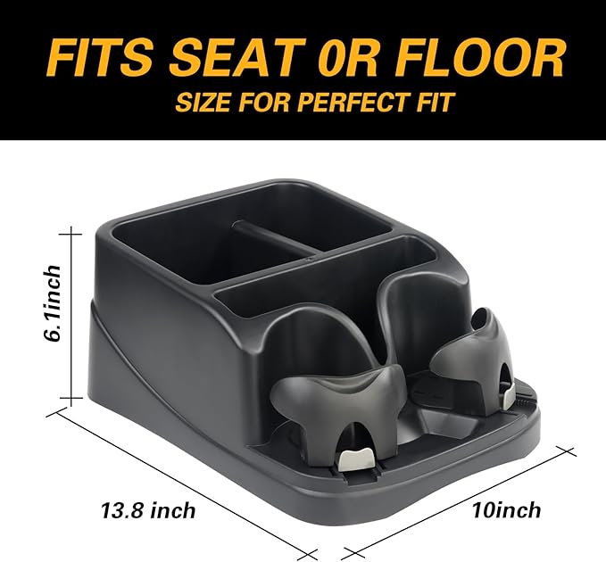 Zinytrae Universal Big Center Console for Cars, Trucks, Minivans, SUVs, Car Console Organizer with 2 Adjustable Cup Holders, Seatbelt for Secure Hold Car Seat Organizer, Truck Floor Console