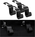 Ziciner 4 PCS Car Seat Headrest Hooks, Backseat Hangers Storage Organizer, Universal Car Accessories for Purse Grocery Bags Coats (Black)