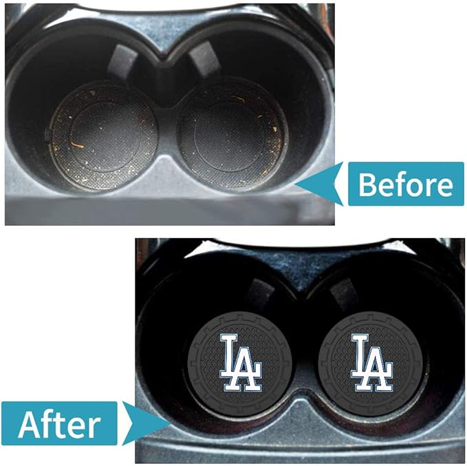 Silicone Dodgers Car Cup Holder Coasters,Baseball Fans Car Coasters for LA Dodgers Fans, Non-Slip Universal Fit Cup Holder Insert