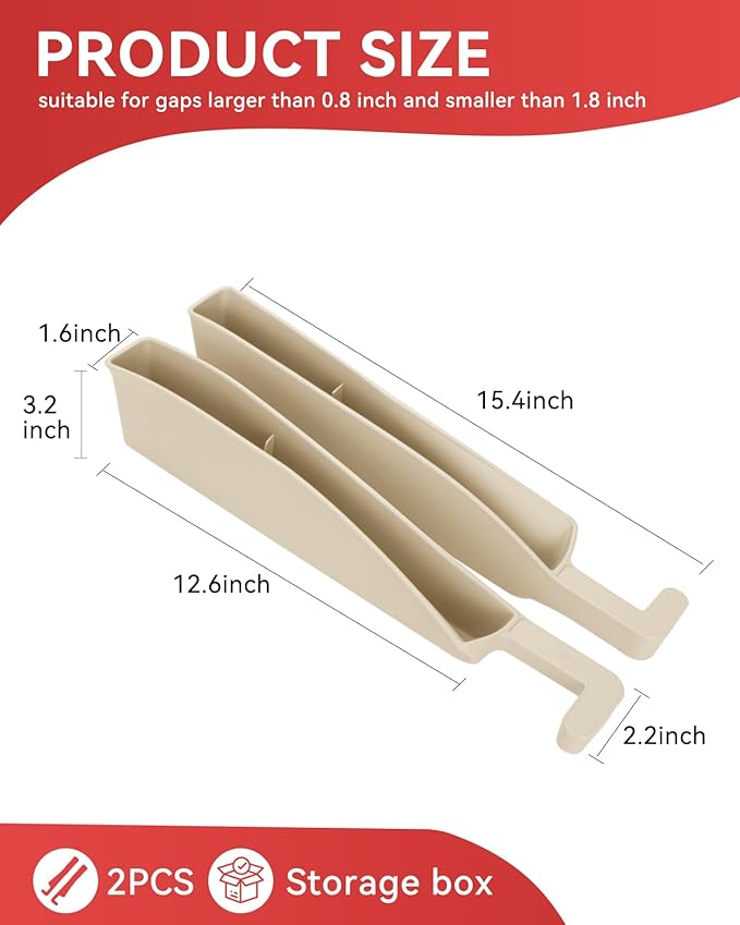 Edotim Car Seat Gap Filler, Seat Gap Organizer with Phone Holder, Car Seat Accessories, Car Organizer Fit SUV Truck-2PCS Beige