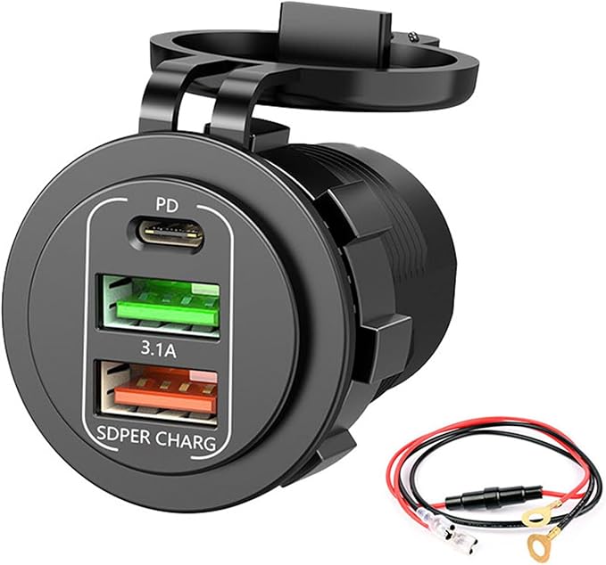 Double USB C Ports 45W High Speed Car Heavy Duty for Trucks Boats Multi Port Car Chargers with Dustproof Cover