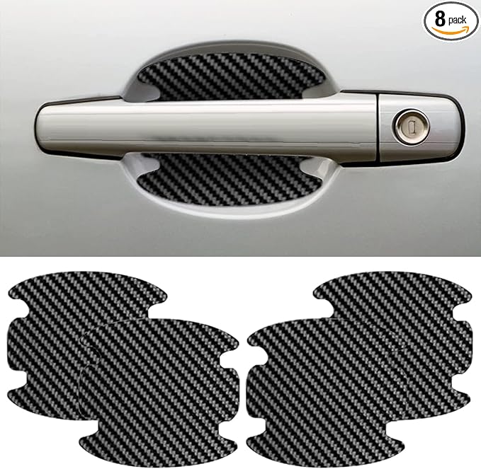 4PCS Car Door Handle Cup Scratch Protectors, Carbon Fiber Car Door Handle Bowl Sticker, Universal Auto Doors Handles Cup Paint Guard Cover Protective Film for Cars (Black-4PCS)