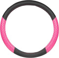Pink Sequin Bling Steering Wheel Cover, Standard 15 Inch Size Fits Most Vehicles, Cute Faux Leather Car Steering Cover with Diamond Rhinestone Glitter Like Detail, Car Accessories for Women