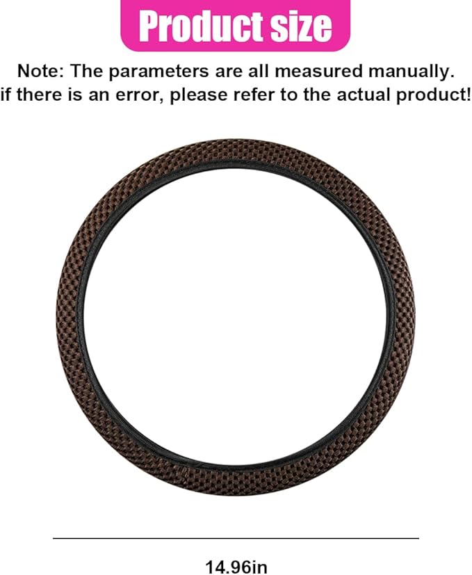 Elastic Stretch Steering Wheel Cover, Anti-Slip 15 inch Microfiber Odorless Breathable Ice Silk Car Steering Wheel Protector, Easy Carry, Warm in Winter & Cool in Summer (Coffee)