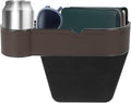 HARFINGTON Car Seat Gap Filler Organizer 10.6 x 7.1 x 2.8 Inch ABS+Leather Universal Car Organizer Storage Box Between Seat and Console (Left) with Cup Holders for Phone Keys, Brown
