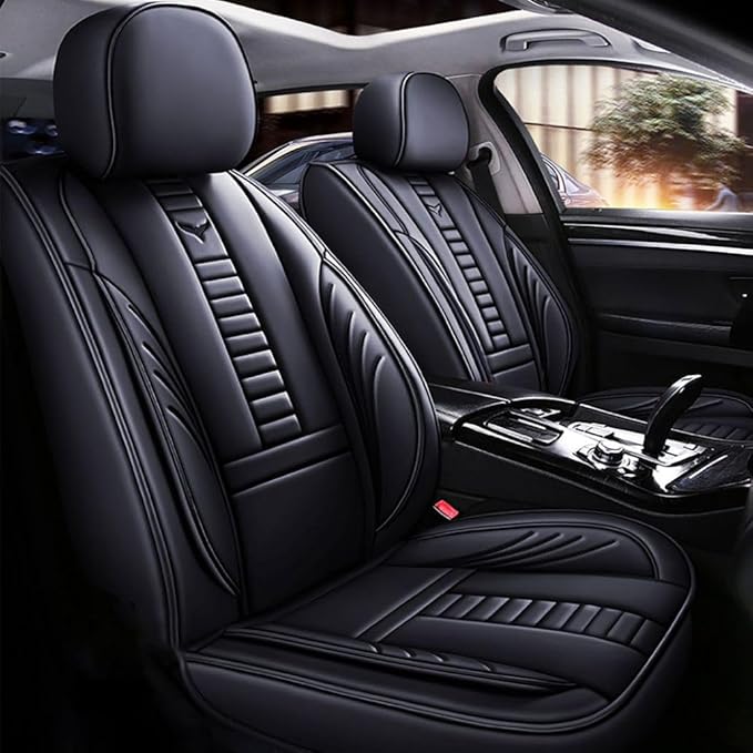Niscarda Full Coverage 5 Car Seat Covers for Volkswagen Taos 2022-2024, Non-Slip Front and Rear Split Bench Seat Cushion Waterproof Seat Cover Accessories (Black, Full Set)