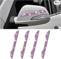 4PCS Bling Car Door Handle Scratch Protector, Crystal Rhinestone Sticker Car Door Edge Guard, Side Rearview Mirror Anti-Collision Strip, Exterior Accessories for Women Men (Pink)