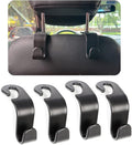 Car Headrest Hook for Purses and Bags 4 Packs,Car Back Seat Headrest Hanger,Universal Vehicle Storage Organizer(Black,4Pack)