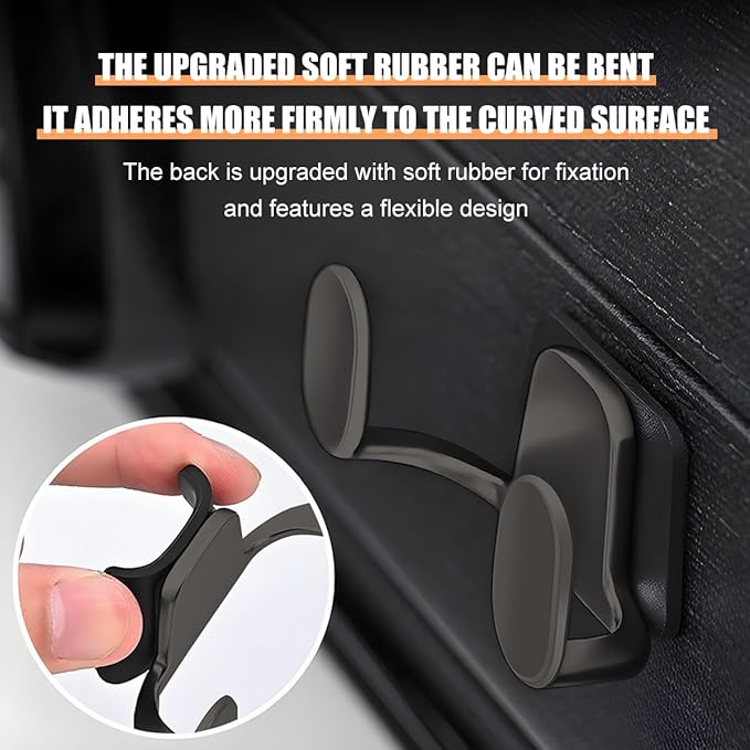 Car Mini Hook, Multifunctional Vehicle Backseat Storage Hanging Double Hook, Self-Adhesive Auto Dashboard Organizer for Earphones Charging Cable, Universal for SUV RV Truck (Dark Gray)