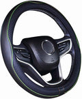 Mayco Bell Universal Standard Size Steering Wheel Cover Anti-Slip,Safety,Soft,Breathable,Durable,Full Surround,Comfortable Grip Microfiber Leather (14.5-15 inch, Green)
