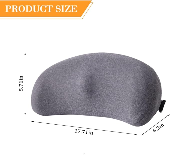 Car Lumbar Support Pillow, Memory Foam Comfortable Vehicle Seat Cushion for Driving, Sciatica Tailbone Pain Relief Driver Seat Pad, Universal Automotive Accessories (Grey)