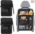 2PCS Car Backseat Organizer, Waterproof Practical Back Seat Protector with Tablet Holder, Hanging 6 Storage Pockets with Foldable Table Trays for Vehicles, Car Accessories