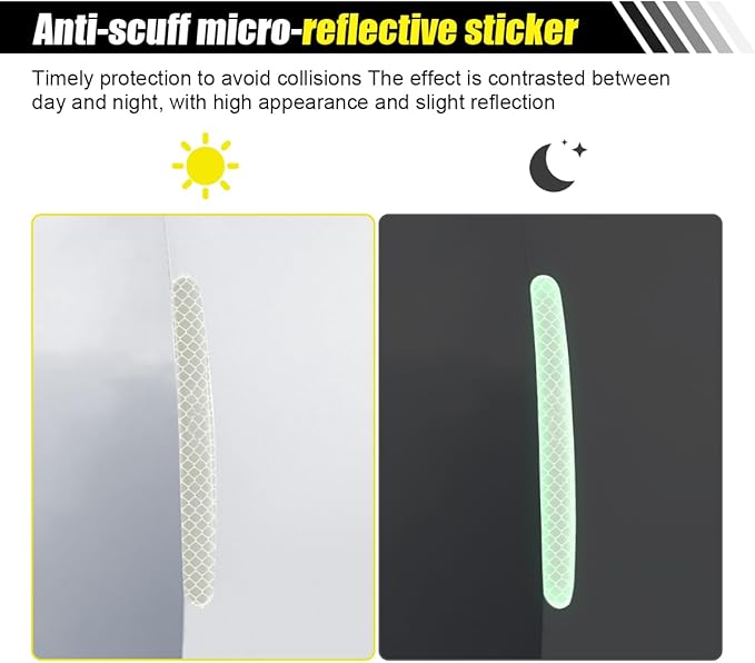 8PCS Car Door Handle Cup Scratch Protector Reflective Sticker - Anti-Scratch Car Door Handle Paint Cover Protective Film Traceless Stickers - Non-Marking Auto Doors Handles Bowl Sticker (White)