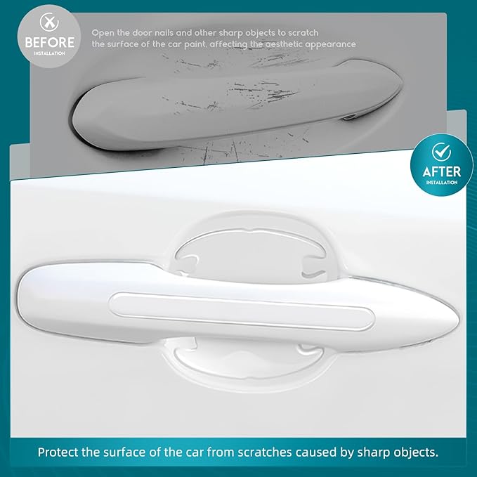 8PCS Car Door Handle Protector, Auto Door Bowl Anti-Scratches Silicone Guards, Car Bumper Rearview Mirrors Anti-Collision Strips for Cars Trucks SUVs (Transparent)