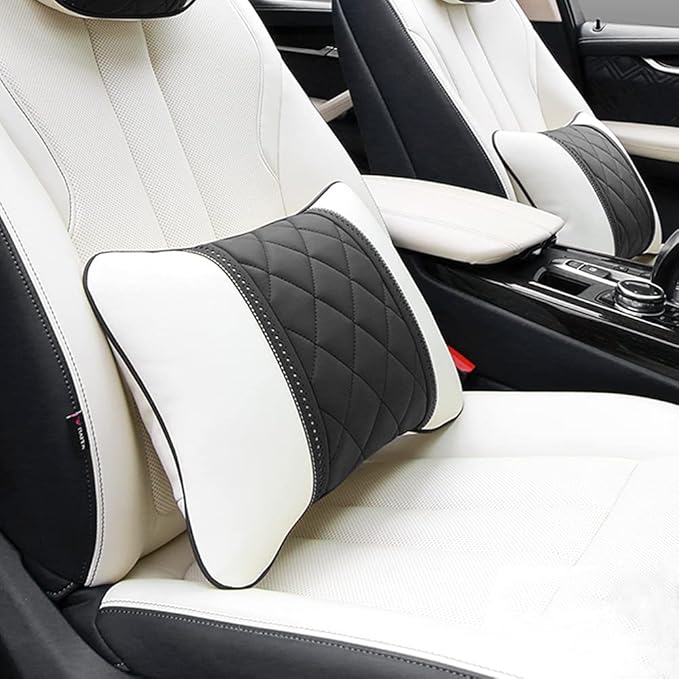 Car Pillows Napa Leather Car Seat Rest Cushion Car Lumbar Pillow for Mercedes Benz Maybach S-Class Lumbar Support Pillow car Accessories（Black）