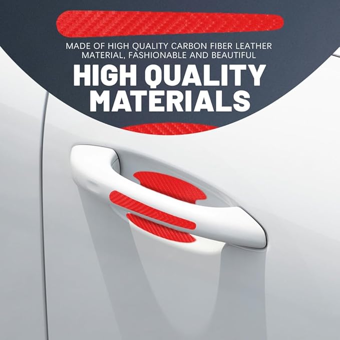 8PCS Car Door Handle Scratch Protectors, Carbon Fiber Car Door Handle Bowl Sticker, Universal Car Door Handle Paint Guard Cover, Auto Exterior Decor Door Handle Cup Protective Film for Most Models