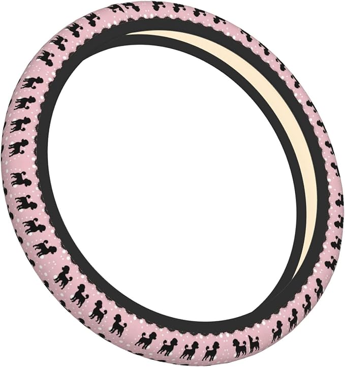 Poodle Pattern Universal Fit Steering Wheel Cover for Car, Truck, and SUV, Durable Steering Wheel Protection