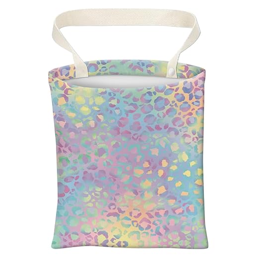 ABUIFDK Car Trash Can, Cute Car Trash Bag, Hanging Car Organizer and Storage Bag, Trash Bin for Car Accessories, Vehicle, Travelling, Camping Cute Colorful Leopard