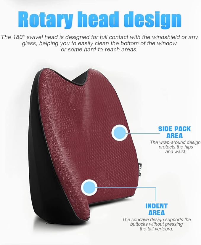 Car Seat Cushion, Memory Foam Auto Wedge Seat Pad, Comfort Low Back and Tailbone Sciatica Pain Relief Driving Pillow, Breathable Non Slip Orthopedic Support Pad (Red)