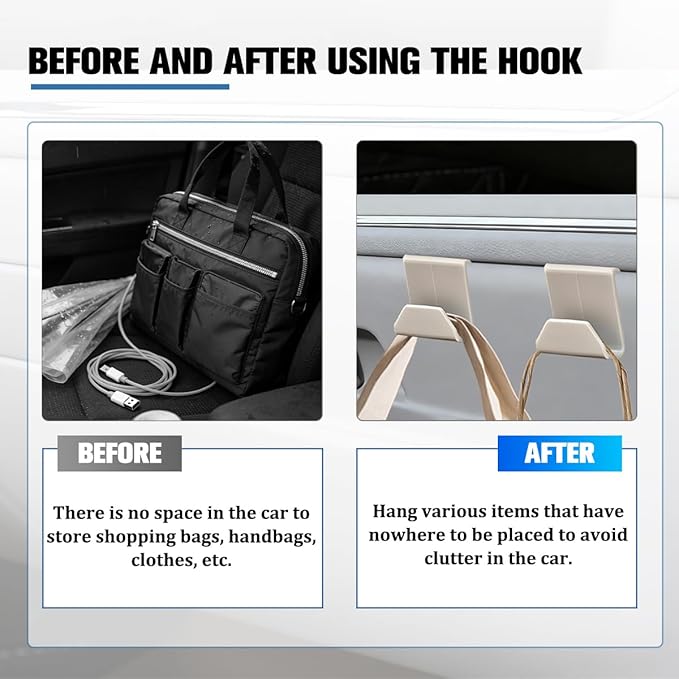 2PCS Car Co-Pilot Glovebox Hooks, Front Passenger Seat Glovebox Storage Hanger for Purse Key Umbrella Cable, Multifunctional Glove Compartment Holder Organizer Hook, Universal Fit (Beige)