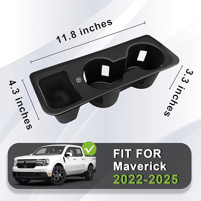 Muslogy Center Console Cup Holder Inserts Compatible with 2022-2025 Ford Maverick Accessories Middle Console Drink Holder Silicone Black Organizer Non-Slip Drink Stopper