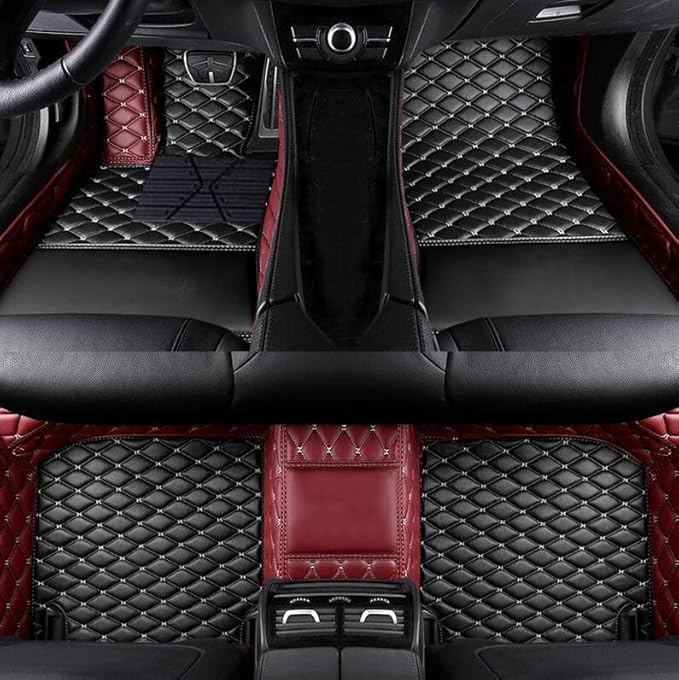 Custom Fit Car Floor Mats by SARAHS - Waterproof PU Leather Full Coverage for Most Cars, SUVs, and Trucks - Automotive Liners to Protect Vehicle Interior Floor Accessories (Black Wine 2)
