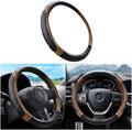 Mandark Car Steering Wheel Cover, Elastic Sport Leather Vehicle Steering Wheel Protector, Non-Slip Soft Grip Padded Auto Interior Protective Accessories, 14.5-15 Inch Universal Fit（Coffee）