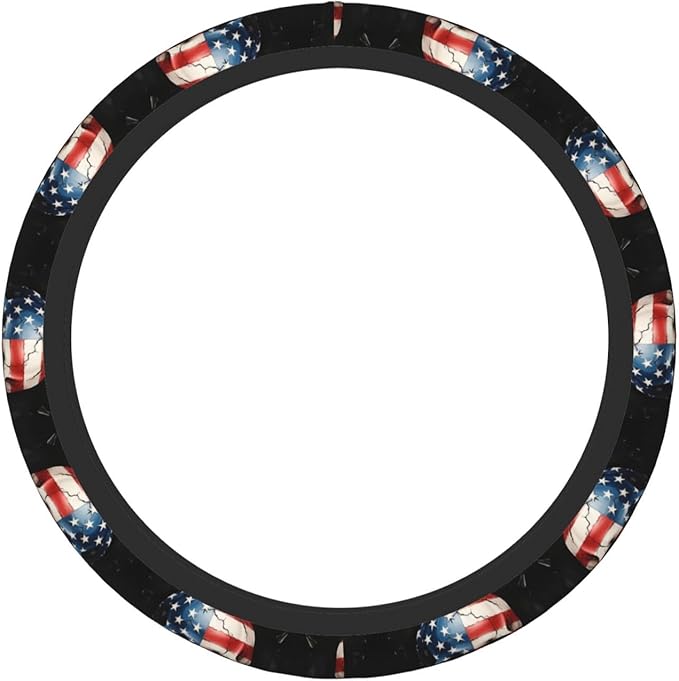 Neoprene Steering Wheel Cover Cool Skull America Flag Car Steering Wheel Cover Universal Fit for Most Cars