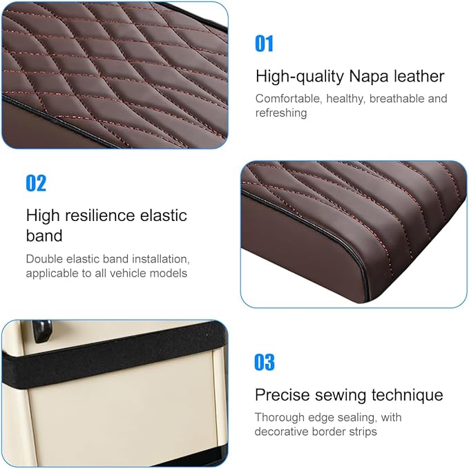 BESULEN Car Center Console Cover, Memory Foam Scratch & Wear Resistant Vehicle Armrest Storage Box Cushion Pad, Auto Interior Middle Console Protector, Universal for Sedan RV Pickup (Coffee)