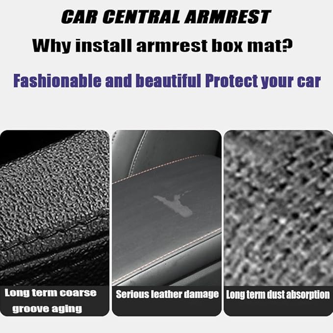 Car Armrest Seat Box Mat, PU Leather Center Console Cover, Universal Waterproof Car Interior Accessories, Arm Rest Box Protector Cushion Pad for Most Vehicle (Green)
