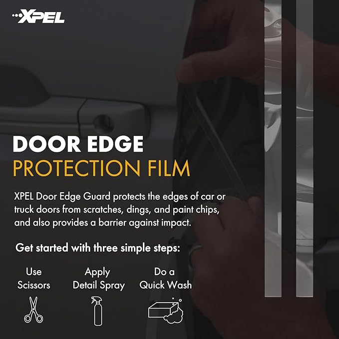 XPEL Door Edge Guard Protection Film Roll, 4-24" Strips - Car or Truck Doors, Protective Barrier Against Minor Scratches, Paint Chips, Door Edge Impact, and Dings - Prevents Damage and Possible Rust