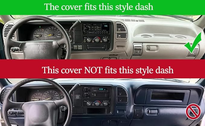Dash Cover Mat Custom Fit for 1995-1996 Chevy Chevrolet Silverado C1500 C2500 C3500 K1500 K2500 K3500 Tahoe Suburban,GMC Sierra Yukon Suburban Pickup Truck,Dashboard Cover Pad Carpet (Dark Gray) J131