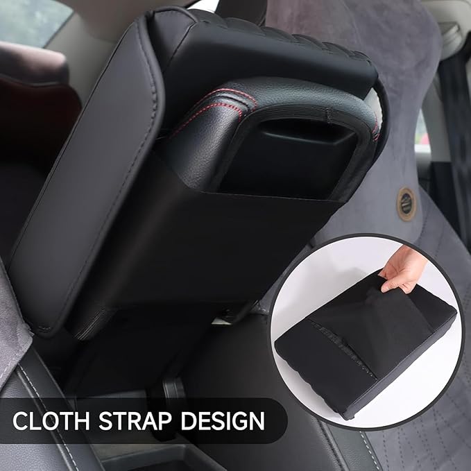 Car Armrest Cushion for Lexus UX RZ RC RX 2003-2025, Auto Center Console Covers Pad Leather Accessories, Memory Foam Arm Rest Protector Mat with Side Storage Bag, D/Red